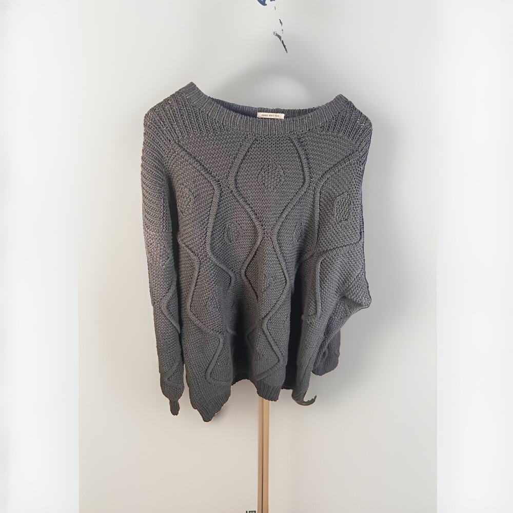 Pierre Cardin Men’s Hand Knitted Sweater Black Textured Geometric 100% Cotton